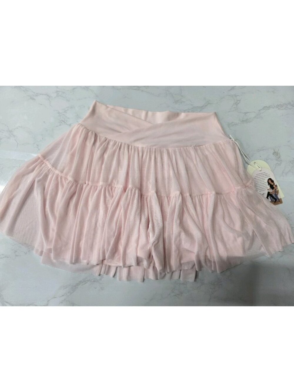 Blogilates Women’s M Light Pink Ballerina Skort Ruched Mesh Athletic NWT. Wl487